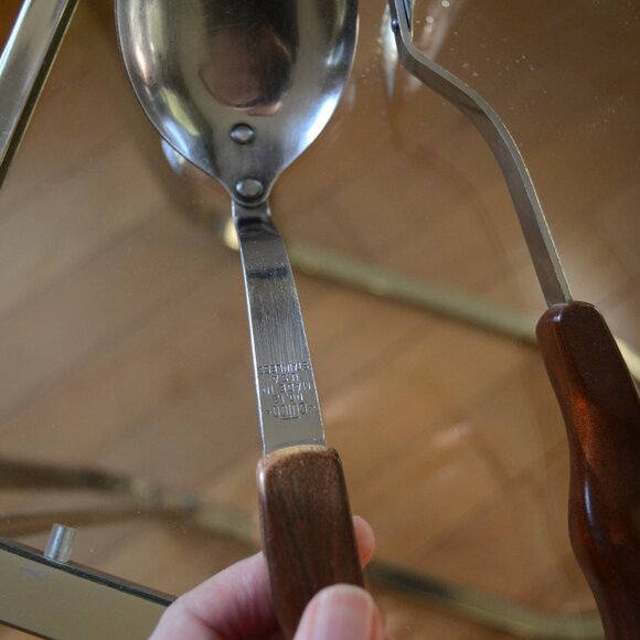 CUTCO Stainless USA Kitchen Utensil Set Brown Swirl Handles - Picture 6 of 10